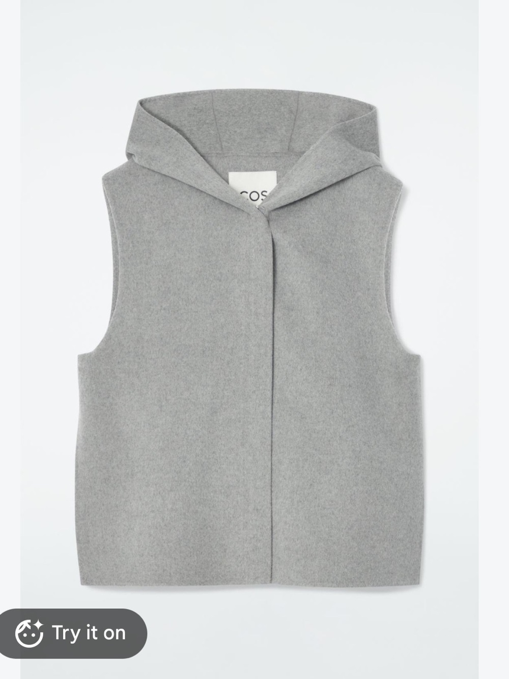 COS Wool-Blend Double-Faced Hooded Vest in Light Gray